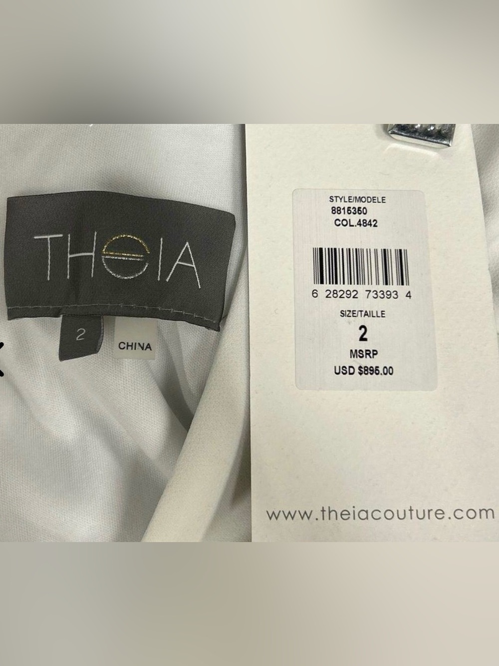 NWT Theia 3/4 sleeve v neck Floral a line cocktail formal gown 2 - Picture 6 of 8